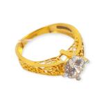 Gold Ladies Ring with Solitaire and Beautiful Design